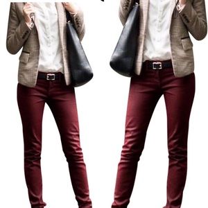 Banana Republic Burgundy coated wax painted jeans